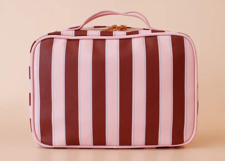 Burgundy Stripe Cosmetic Bag