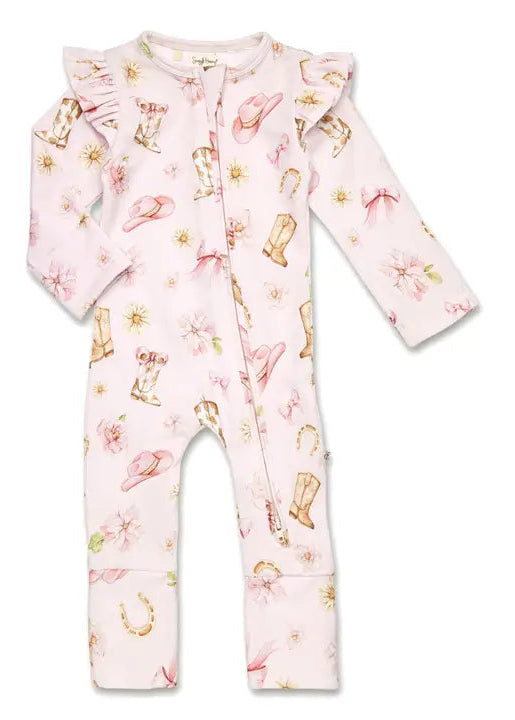 Boots & Bows Organic Snugglesuit Convertible Romper with Frill