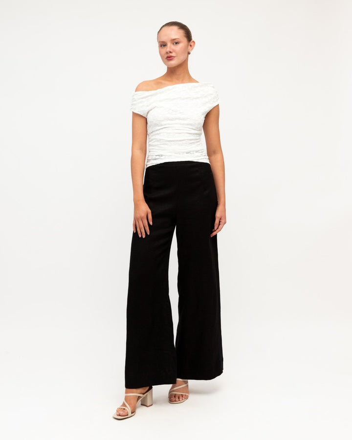 Liberties Lace Off the Shoulder Top Ivory