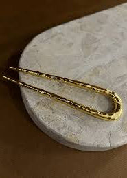 Louise Hammered French Hair Pin - Gold