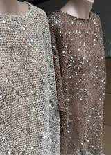Sequins Knit Oversized Tee Mocha