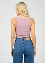 Washed Rib Lace Tank