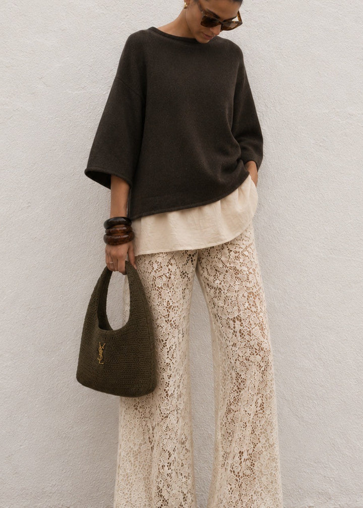 Heidi Double Layer 3/4 Sleeve Knit Top /2pce