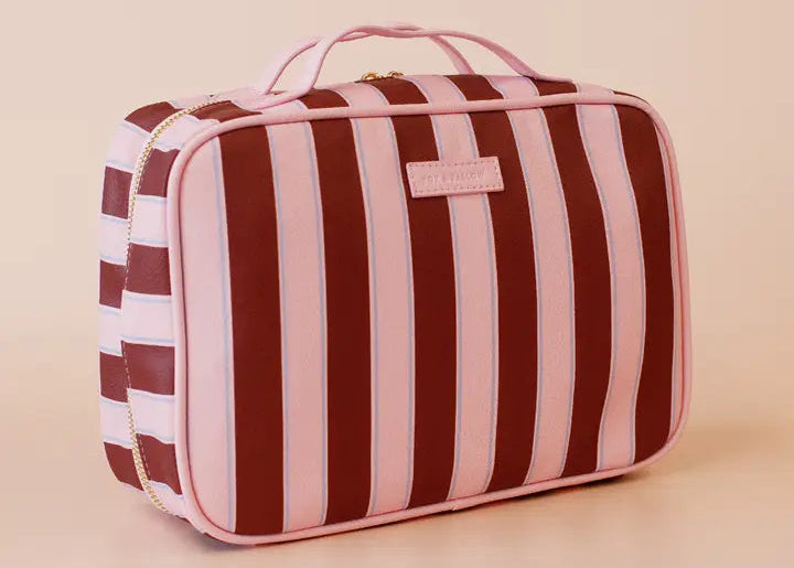 Burgundy Stripe Cosmetic Bag