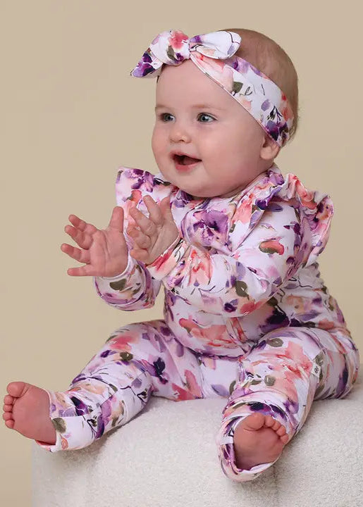 Blushing Beauty Organic Snugglesuit Convertible Romper with Frill