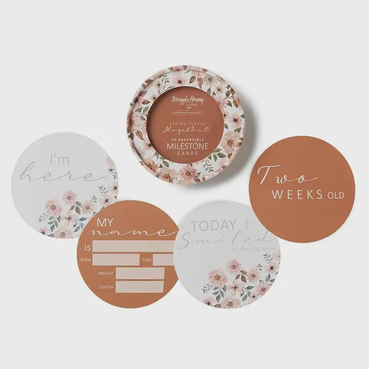 Spring Floral & Hazelnut Reversible Milestone Cards