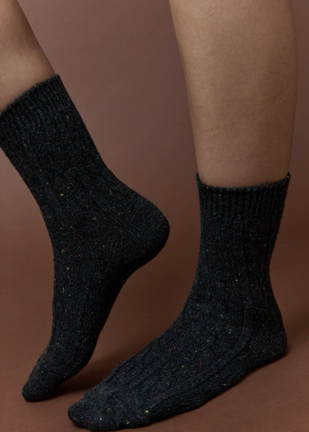 Cable Neb Crew Socks Charcoal