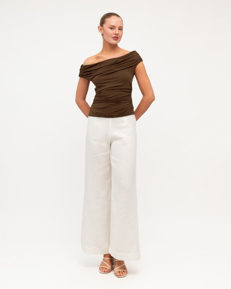 Jasmine Off the Shoulder Top Chocolate