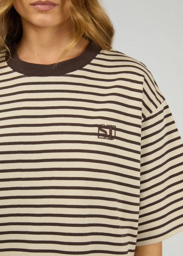Foundation Stripe Tee Chocolate