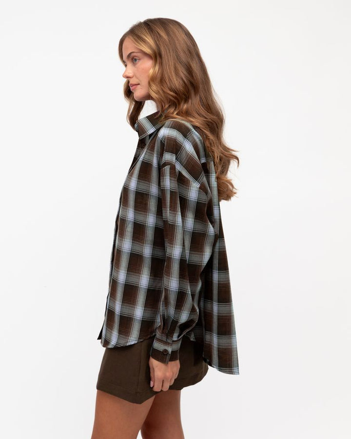 Sam Check Shirt Chocolate/Blue