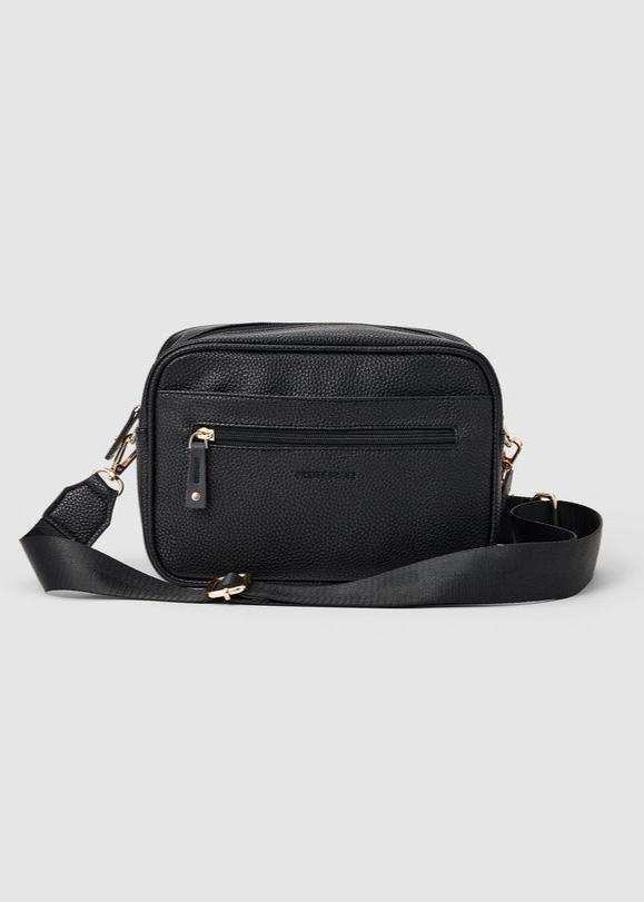 Harper Cross Body Baby Bag Black Pebble