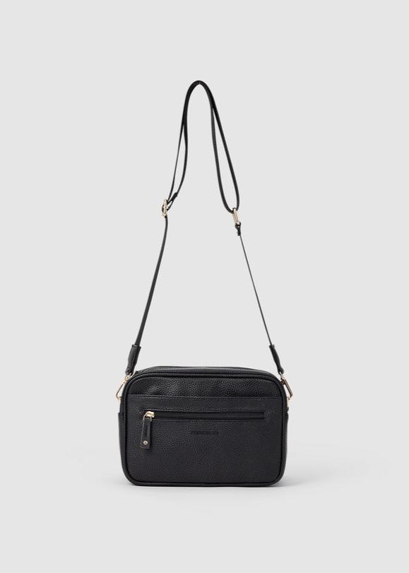 Harper Cross Body Baby Bag Black Pebble