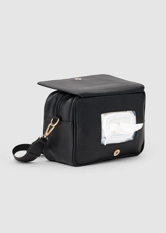 Harper Cross Body Baby Bag Black Pebble