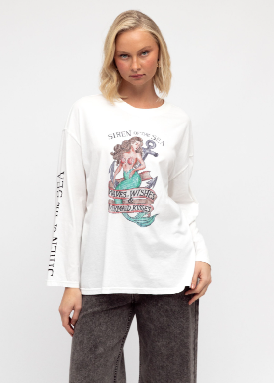 Siren of the Sea L/S Tee White