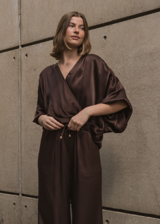 Hera Drape Top Chocolate