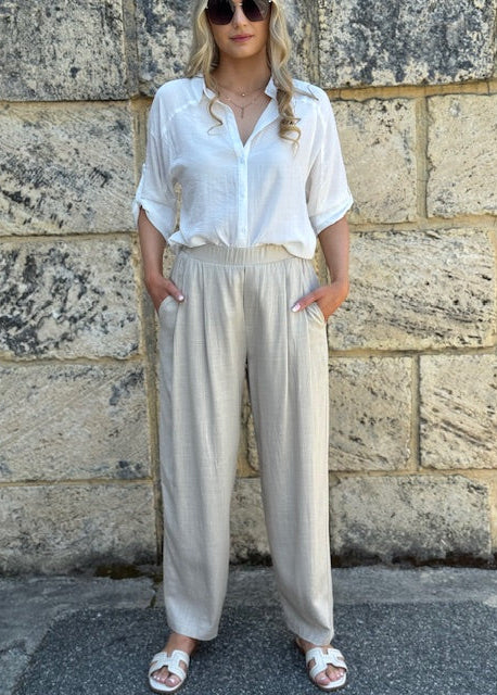 Linen Luxe' Weekender Pant Natural
