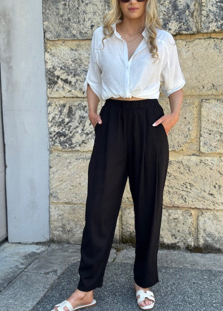 Linen Luxe' Weekender Pant Black