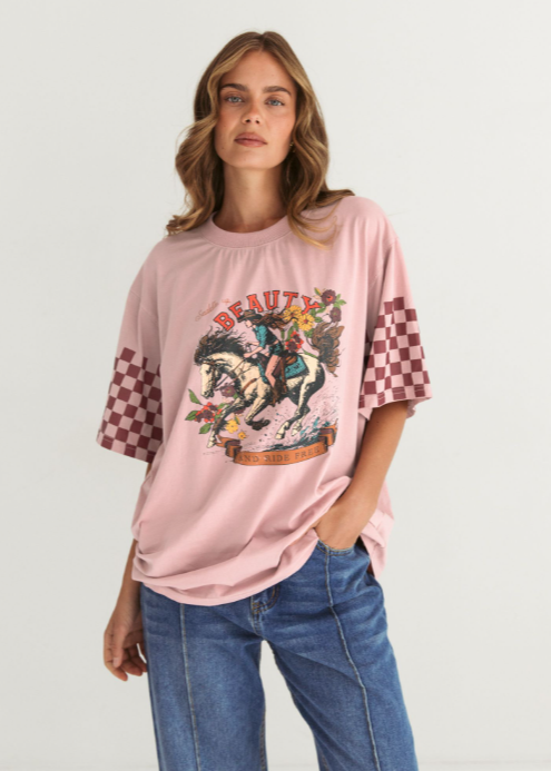 Paper Heart Saddle Up Beauty Tee Pink