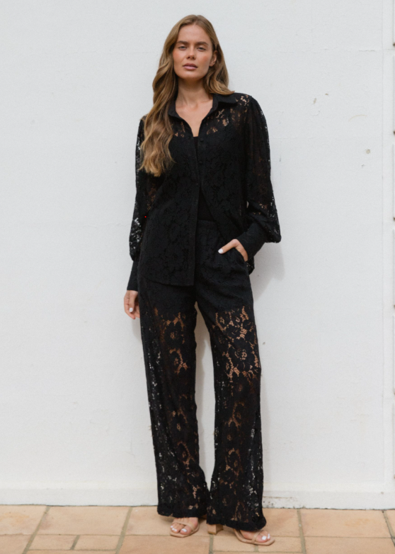 Rosie Lace Shirt Black