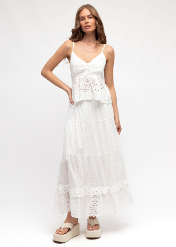 Brodis Lace Tiered Maxi Skirt
