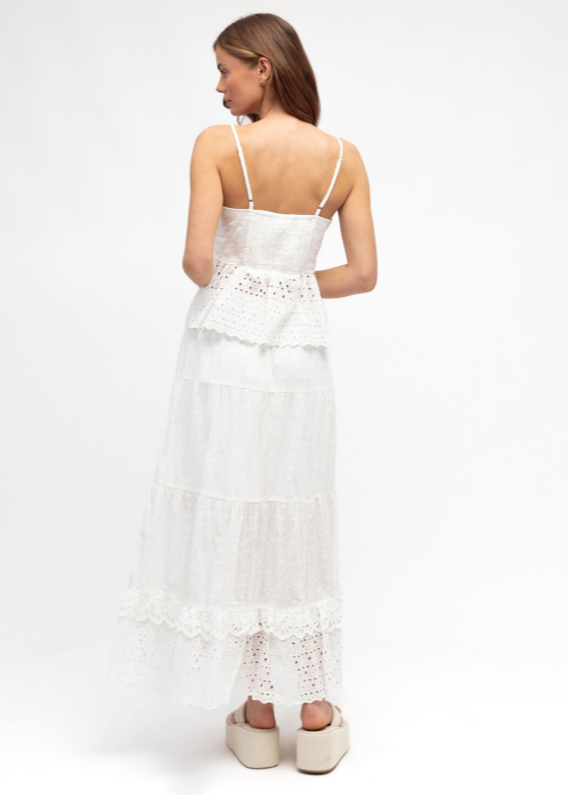 Brodis Lace Tiered Maxi Skirt