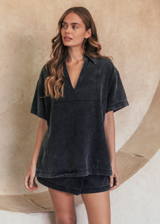 Eddie Denim Top Black