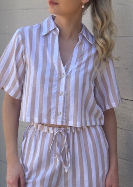 Louisa Stripe Crop Shirt