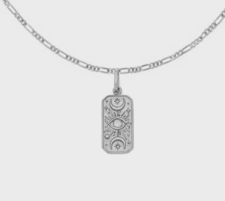 Boho & Mala Oval Evil Eye Sterling Silver & CZ Necklace