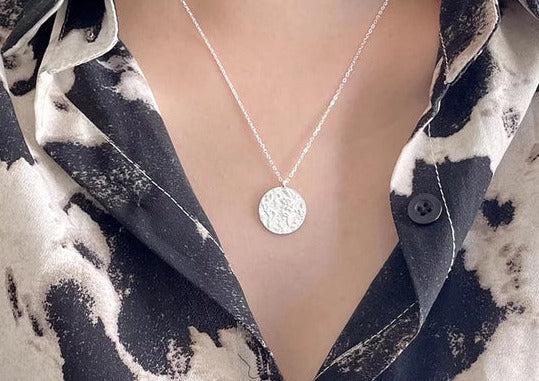 Boho & Mala Round Compass Sterling Silver Necklace