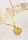 Ocean Coin Charm Matte 18K Gold Plated Necklace