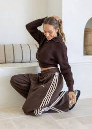 Peach & Parla Barrel Track Pants Chocolate
