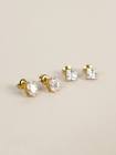 SOLEIL Oval Crystal 18k Gold Plated Stud Earrings