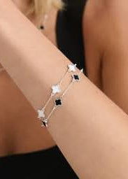 CLOVER Sterling Silver Plated Bracelet Black