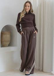 Peach & Parla Barrel Track Pants Chocolate