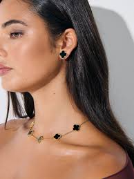 CHARLOTTE Earrings 18K Gold Plated Black
