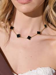 CHARLOTTE 18K Gold Plated Necklace Black