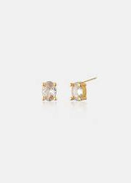 SOLEIL Oval Crystal 18k Gold Plated Stud Earrings