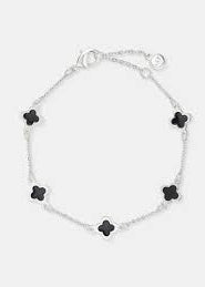 CLOVER Sterling Silver Plated Bracelet Black