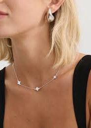 CLOVER Sterling Silver Plated Necklace White