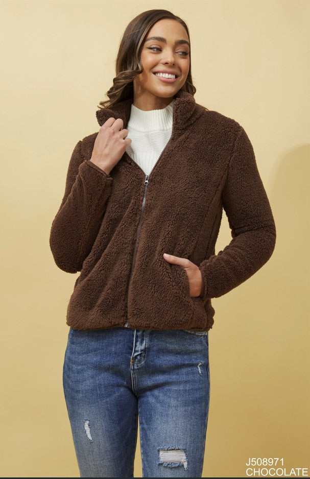 Amelia Teddy Jacket Chocolate