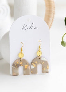 KiKi Beige Shimmer Arch Earrings