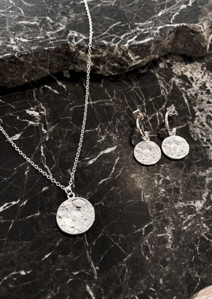 Coin Charm  Silver Plated Coin Necklace