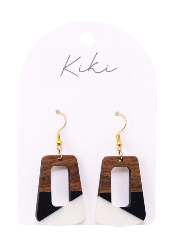 KiKi Geo Wood Rectangles Earrings