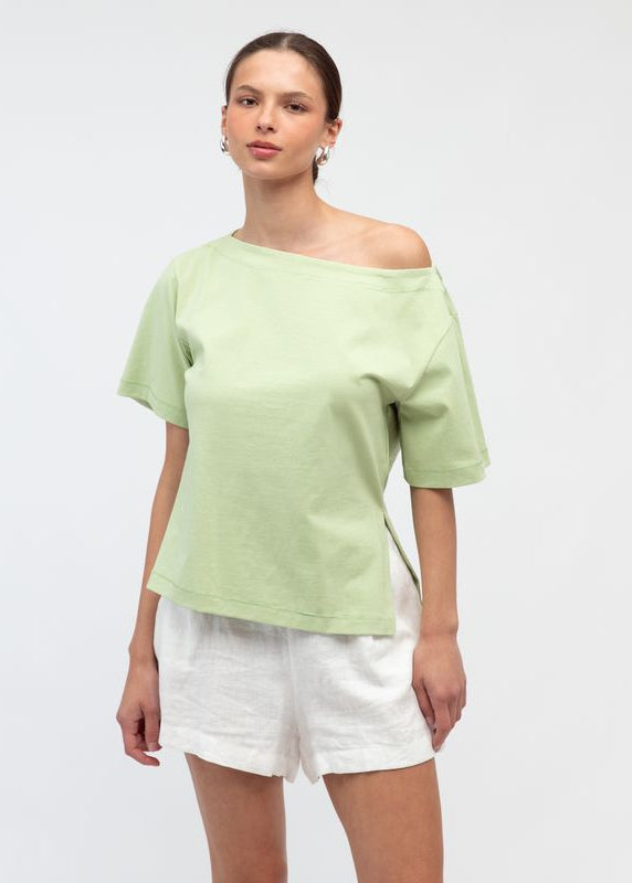 Jenna Boat Neck Tee Matcha