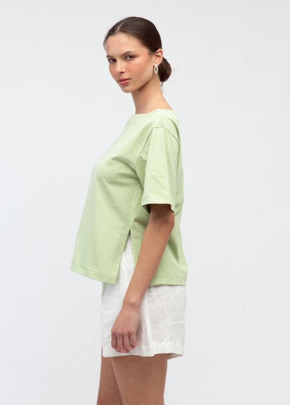 Jenna Boat Neck Tee Matcha