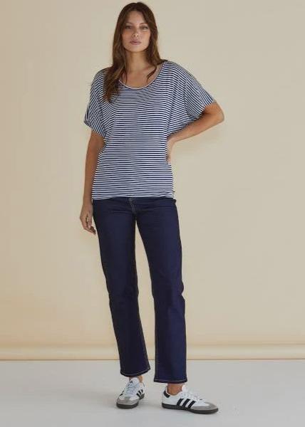 Maui Tee Navy Stripe