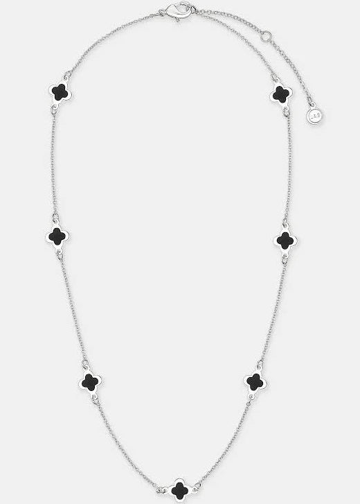 CLOVER Sterling Silver Plated Necklace Black