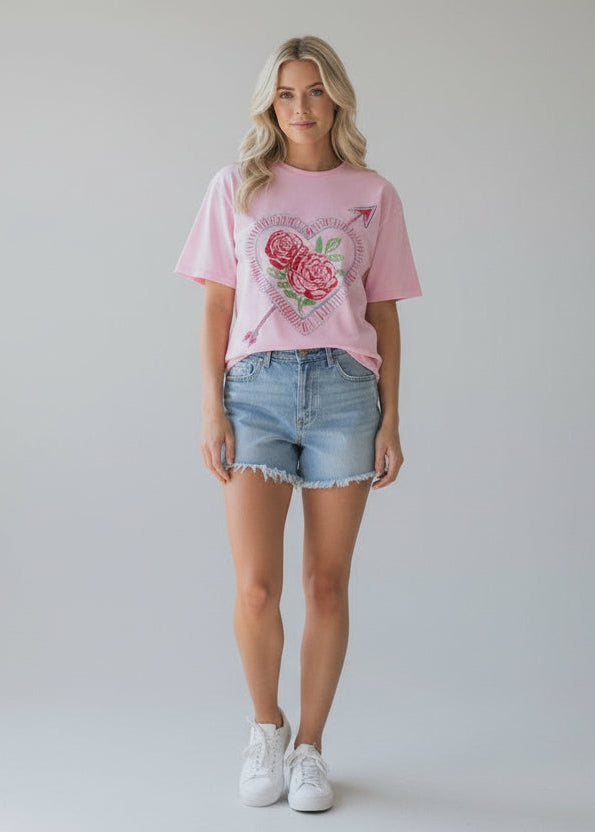 Pink Heart Roses Tee