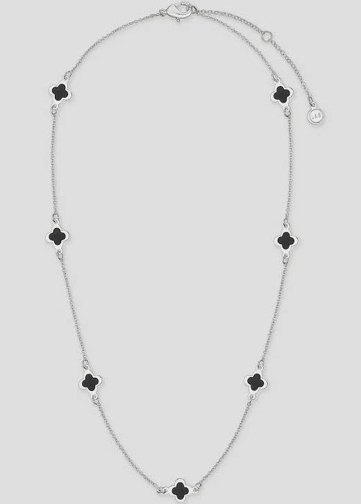CLOVER Sterling Silver Plated Necklace Black
