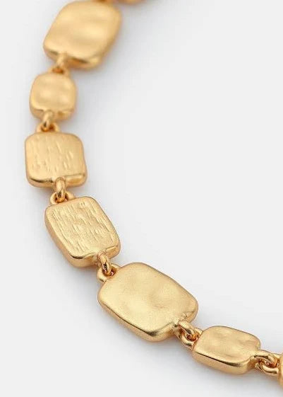 Hammered Plate 18K Gold Bracelet